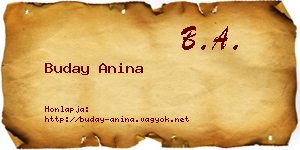 Buday Anina névjegykártya